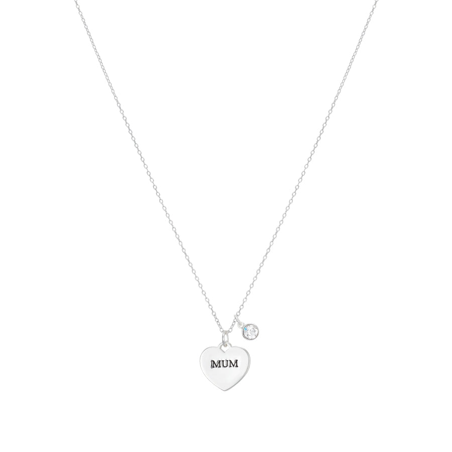 Karma Silver Mum Heart Necklace