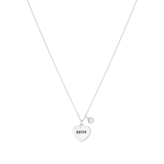Karma Silver Mum Heart Necklace