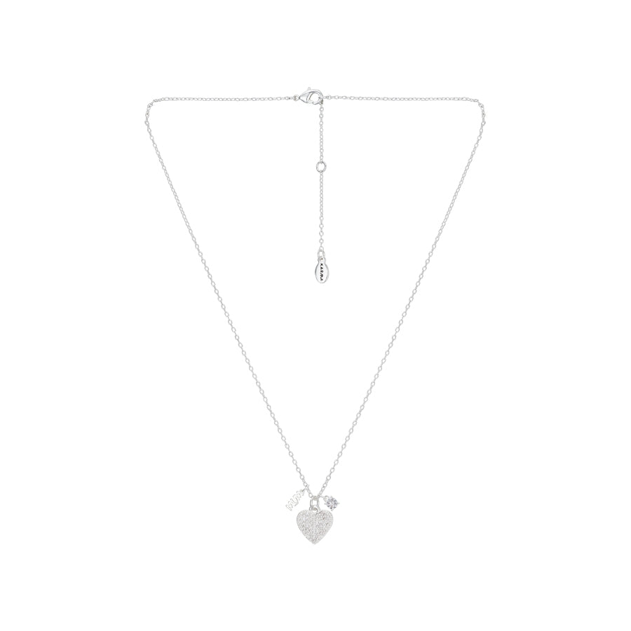 Karma Silver Mum Crystal Heart Necklace