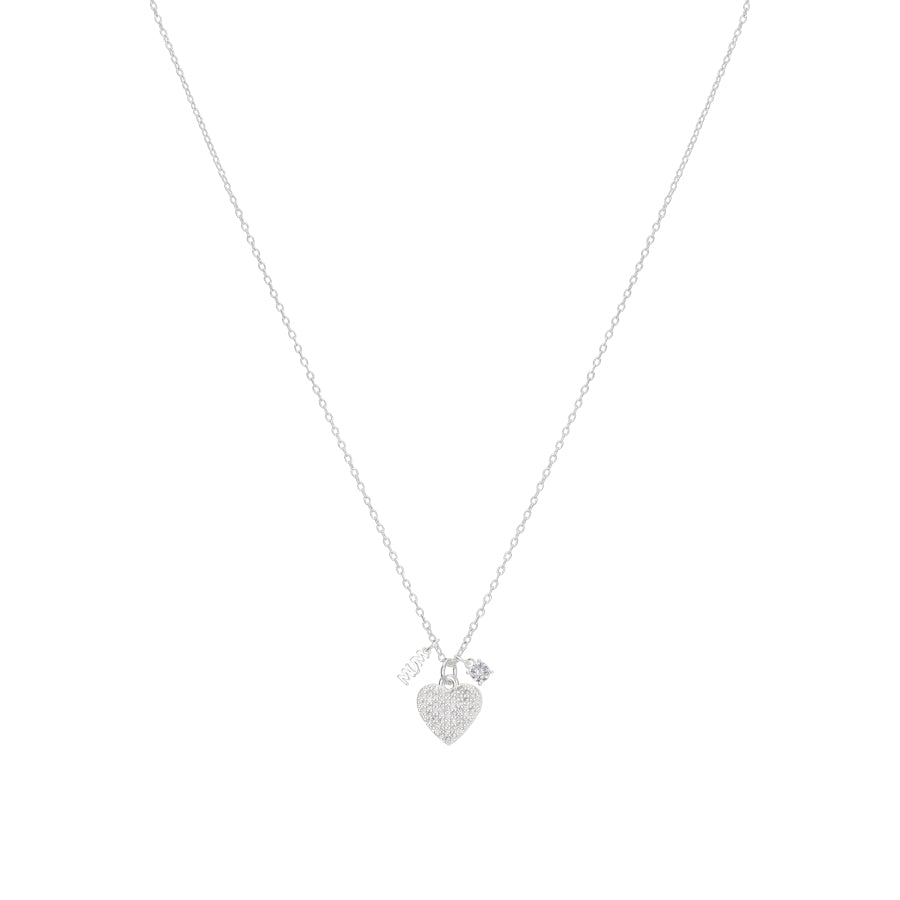 Karma Silver Mum Crystal Heart Necklace