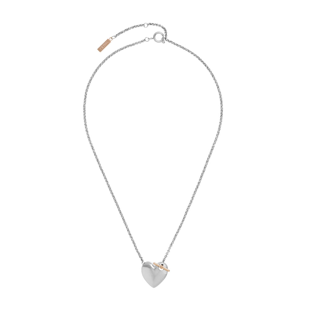 Olivia Burton Classic Knot Heart Silver + Rose Gold Necklace