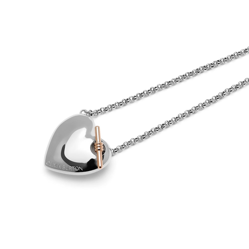 Olivia Burton Classic Knot Heart Silver + Rose Gold Necklace