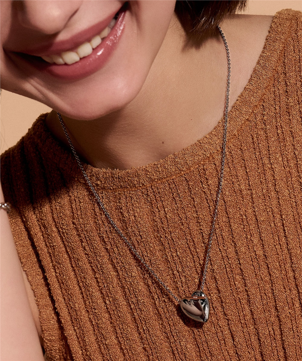 Olivia Burton Classic Knot Heart Silver + Rose Gold Necklace