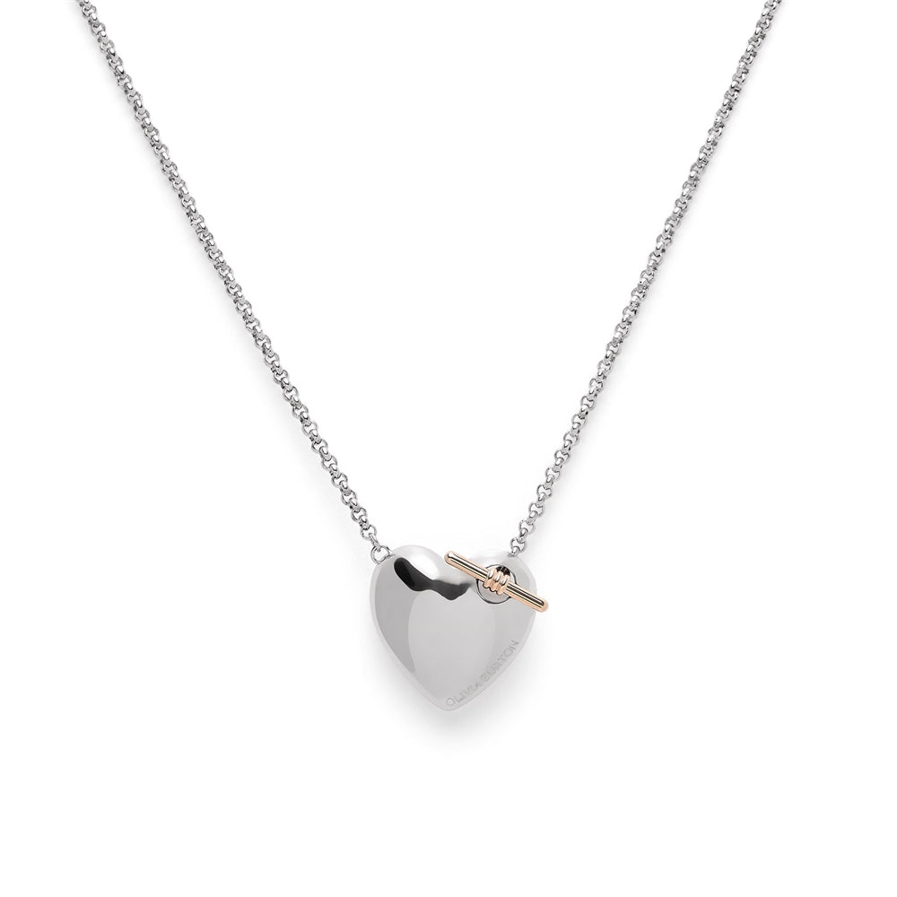 Olivia Burton Classic Knot Heart Silver + Rose Gold Necklace