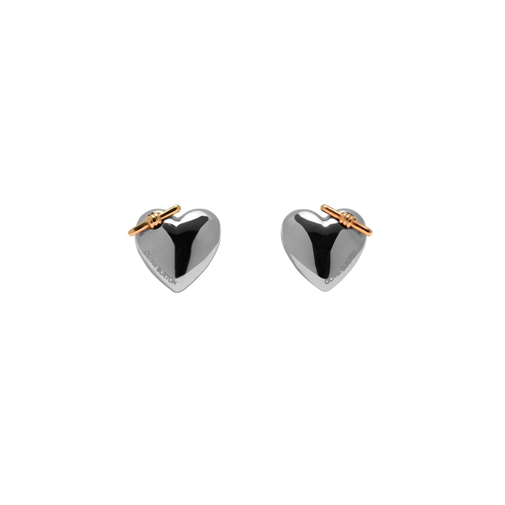 Olivia Burton Classic Knot Heart Silver + Rose Gold Earrings