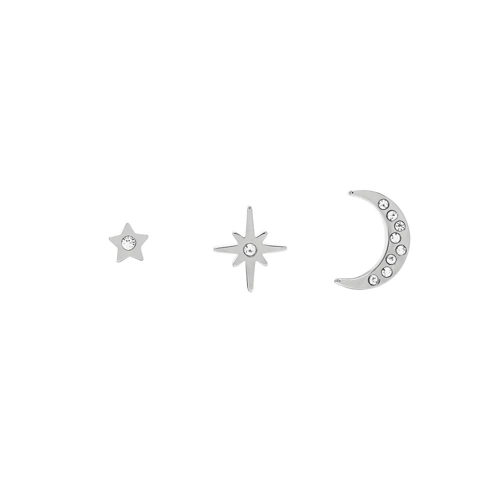 Olivia Burton Celestial North Star + Moon Silver Earring Set