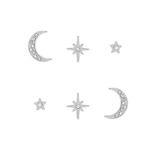 Olivia Burton Celestial North Star + Moon Silver Earring Set