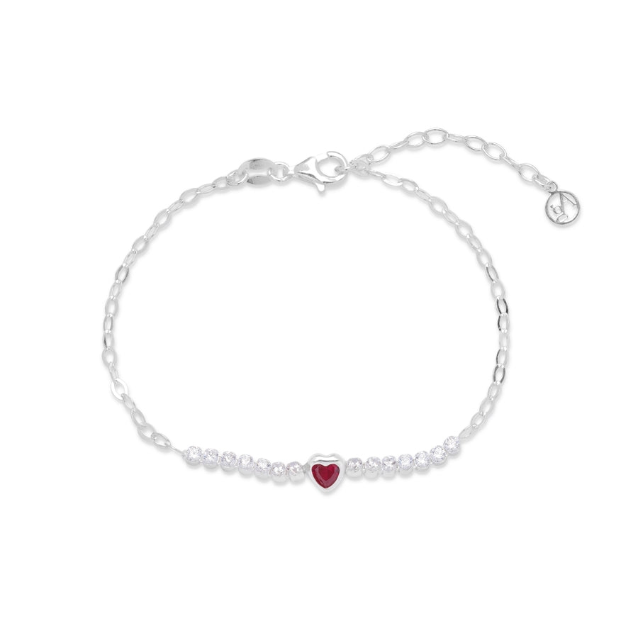 Argento Recycled Silver Red Heart Bracelet