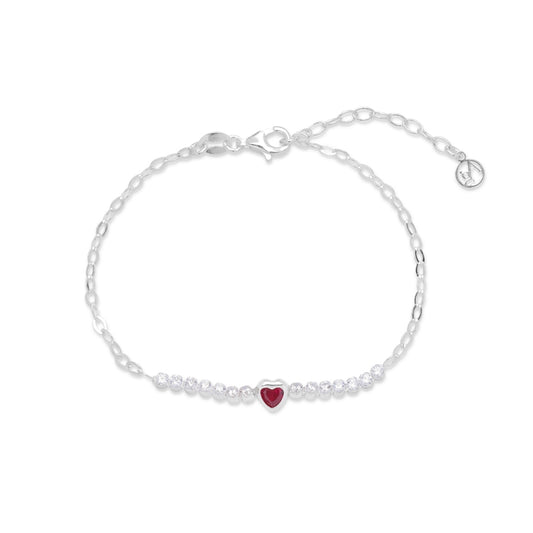 Argento Recycled Silver Red Heart Bracelet
