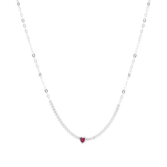 Argento Recycled Silver Red Heart Necklace