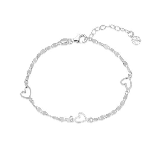 Argento Recycled Silver Heart Chain Bracelet