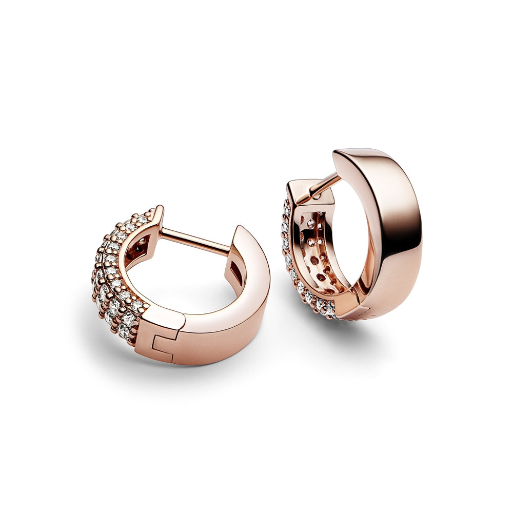 Pandora Rose Gold Chunky Crystal Hoop Earrings