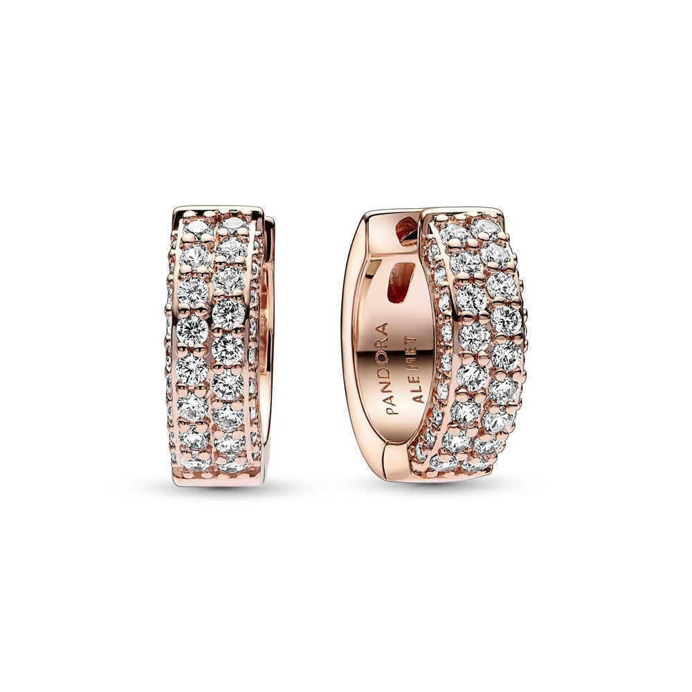 Pandora Rose Gold Chunky Crystal Hoop Earrings