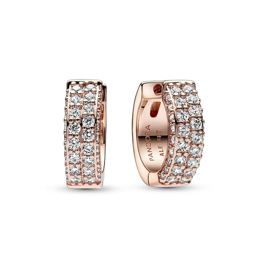 Pandora Rose Gold Chunky Crystal Hoop Earrings