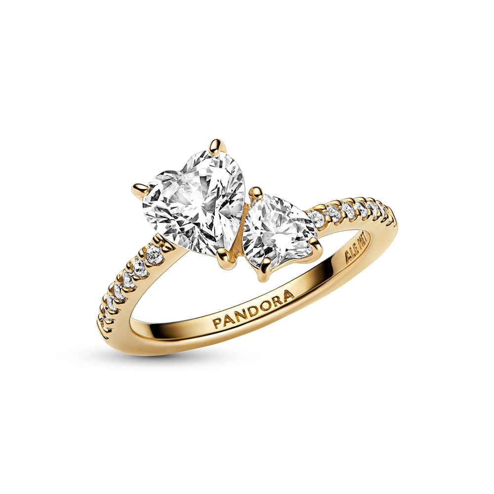 Pandora Gold Double Heart Ring 