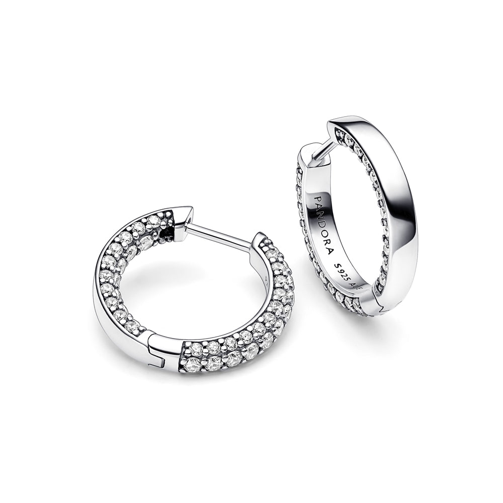 Pandora Silver Crystal Hoop Earrings