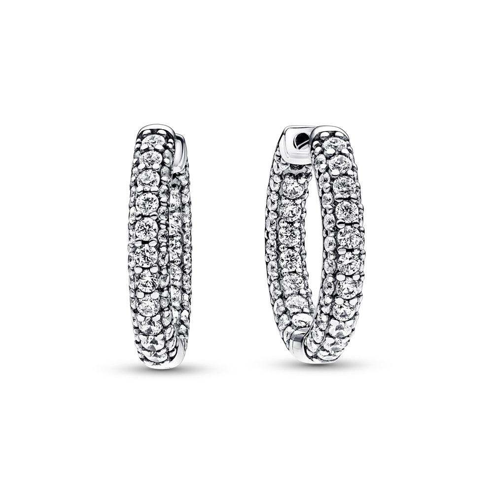 Pandora Silver Crystal Hoop Earrings