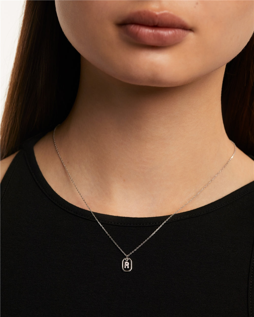 PDPAOLA Silver R Mini Letter Necklace