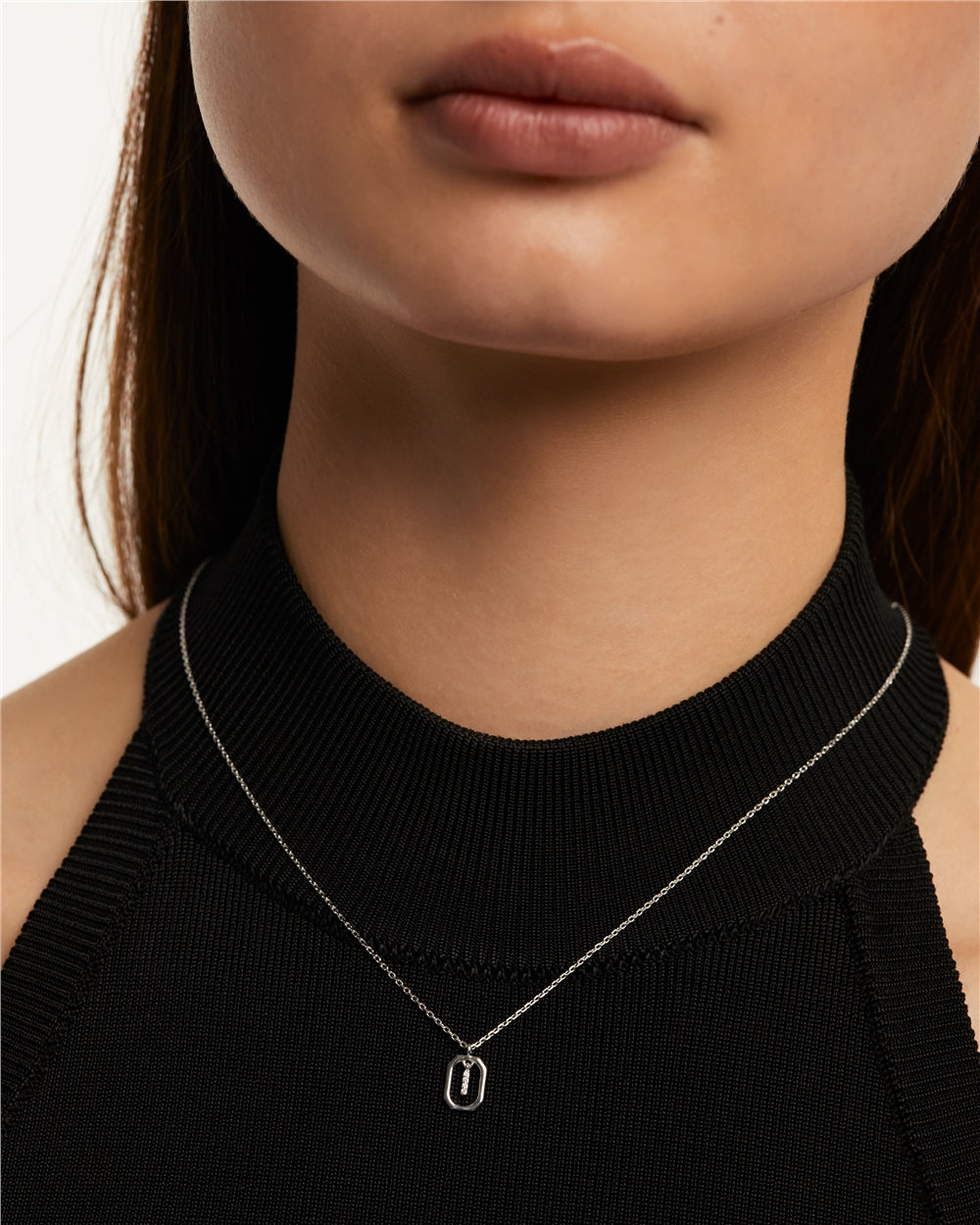 PDPAOLA Silver R Mini Letter Necklace