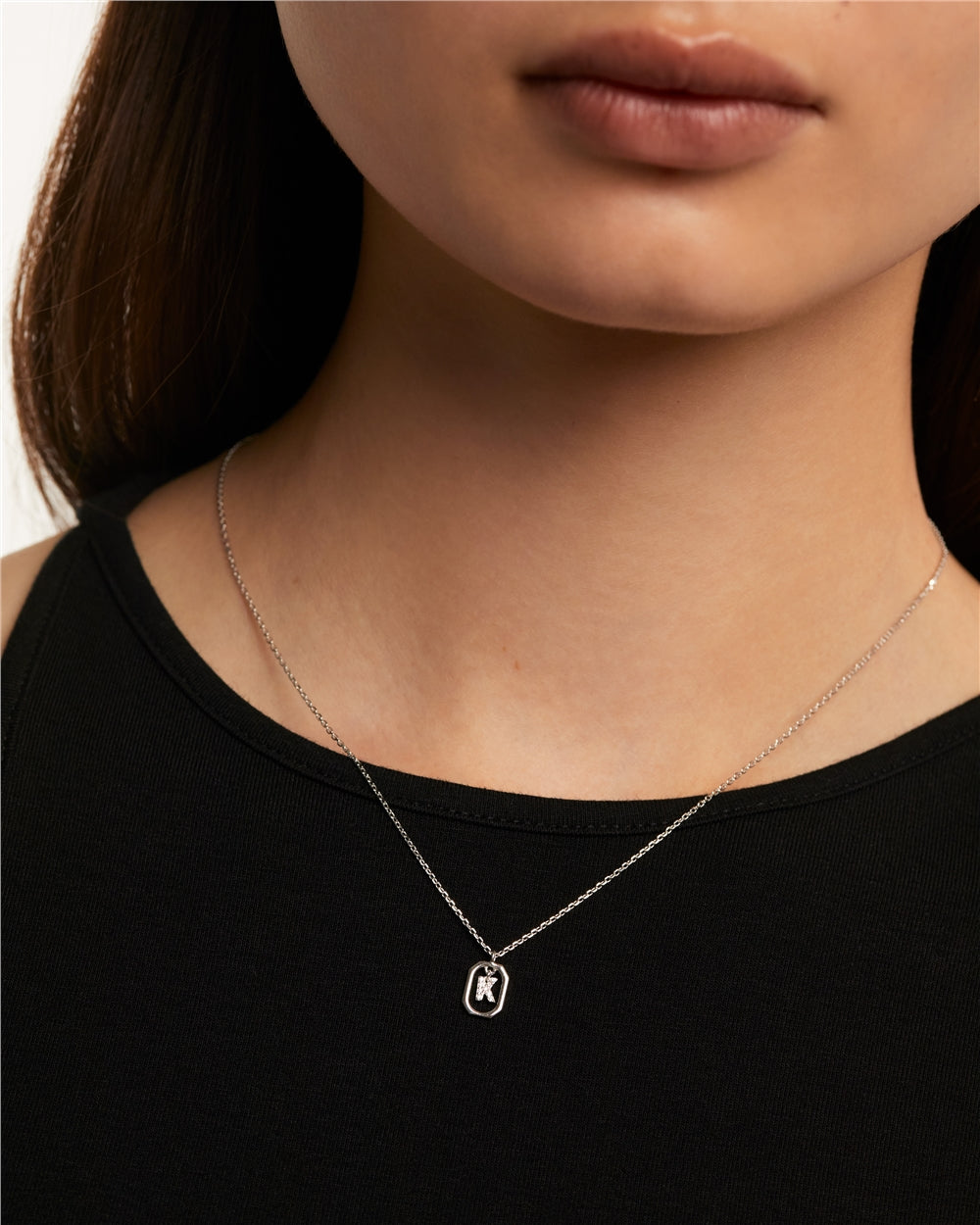 PDPAOLA Silver R Mini Letter Necklace