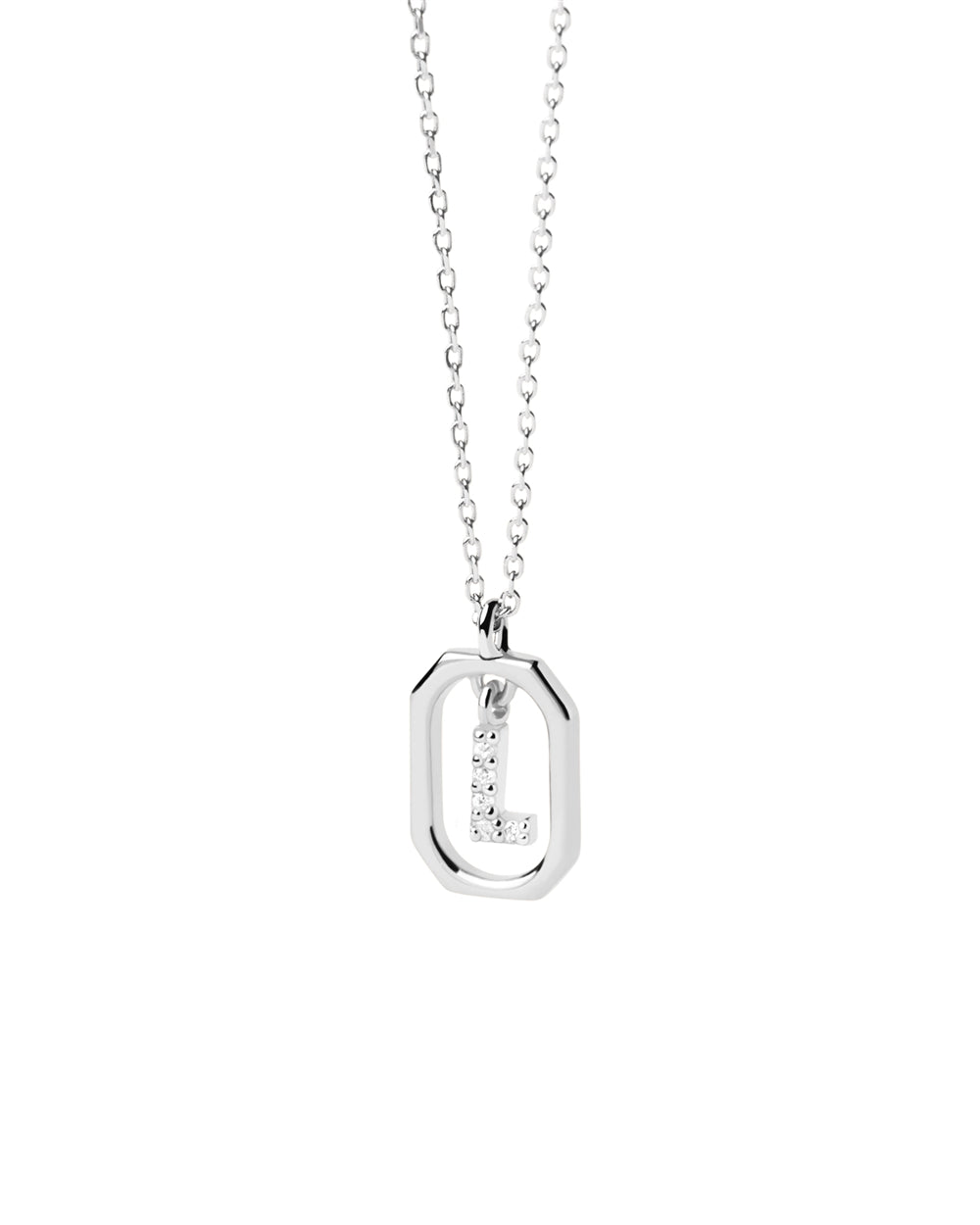 PDPAOLA Silver R Mini Letter Necklace