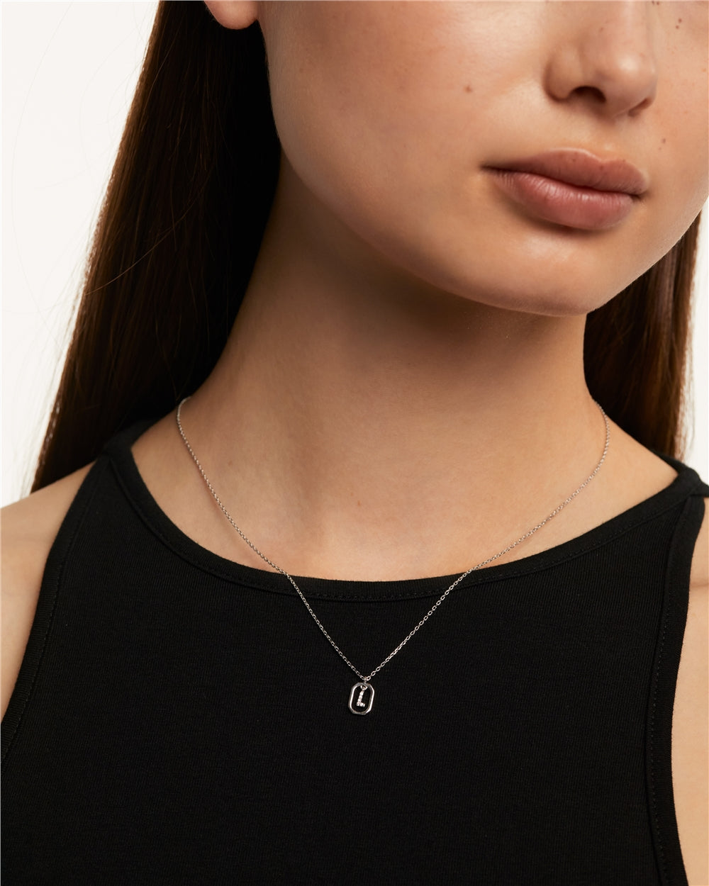 PDPAOLA Silver R Mini Letter Necklace