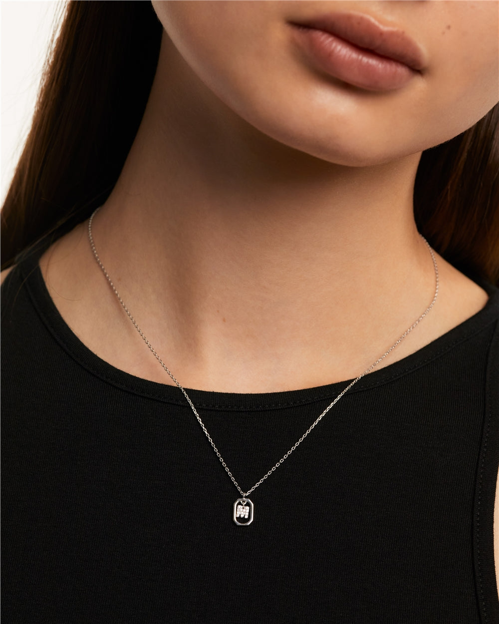 PDPAOLA Silver R Mini Letter Necklace