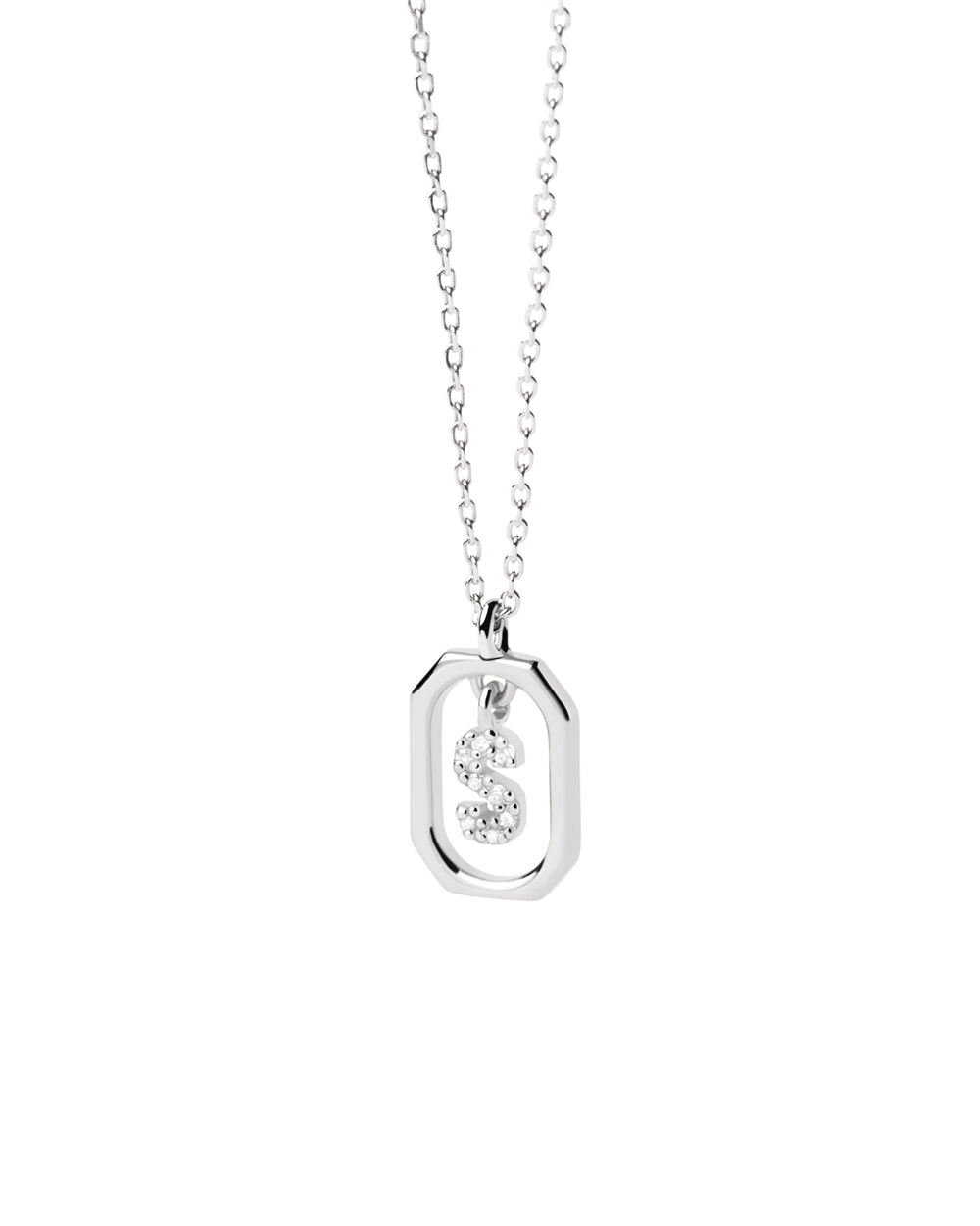 PDPAOLA Silver R Mini Letter Necklace