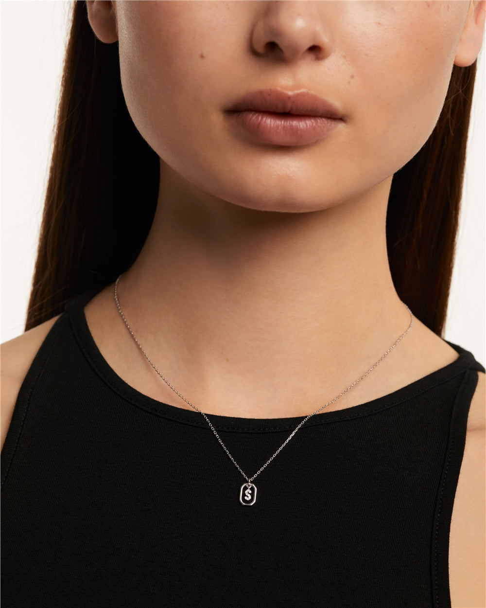PDPAOLA Silver R Mini Letter Necklace