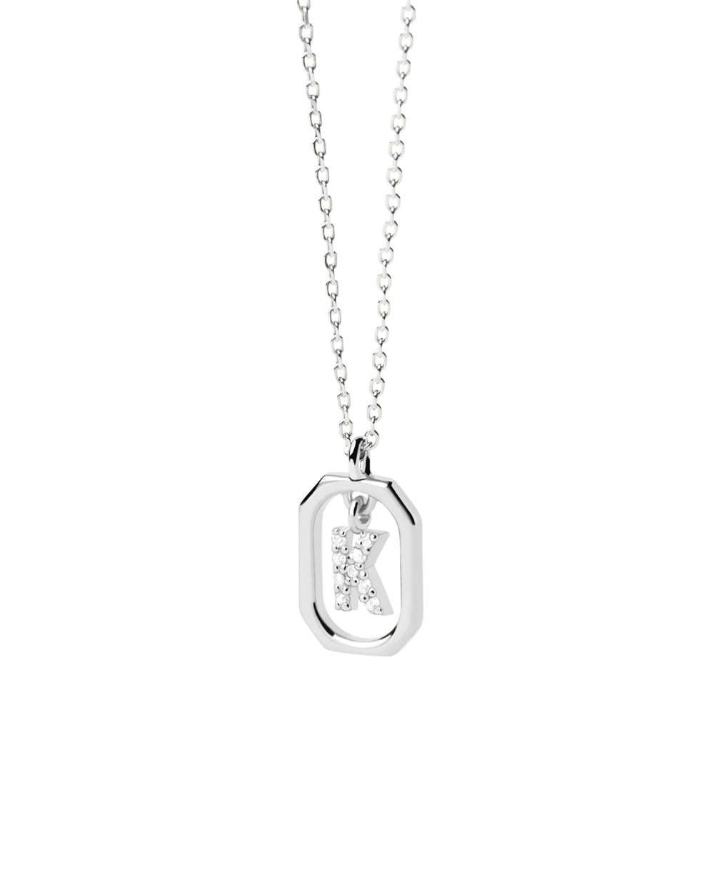 PDPAOLA Silver R Mini Letter Necklace