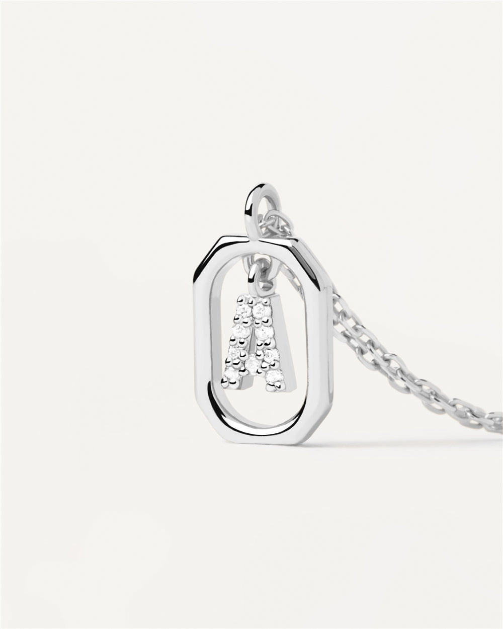 PDPAOLA Silver R Mini Letter Necklace