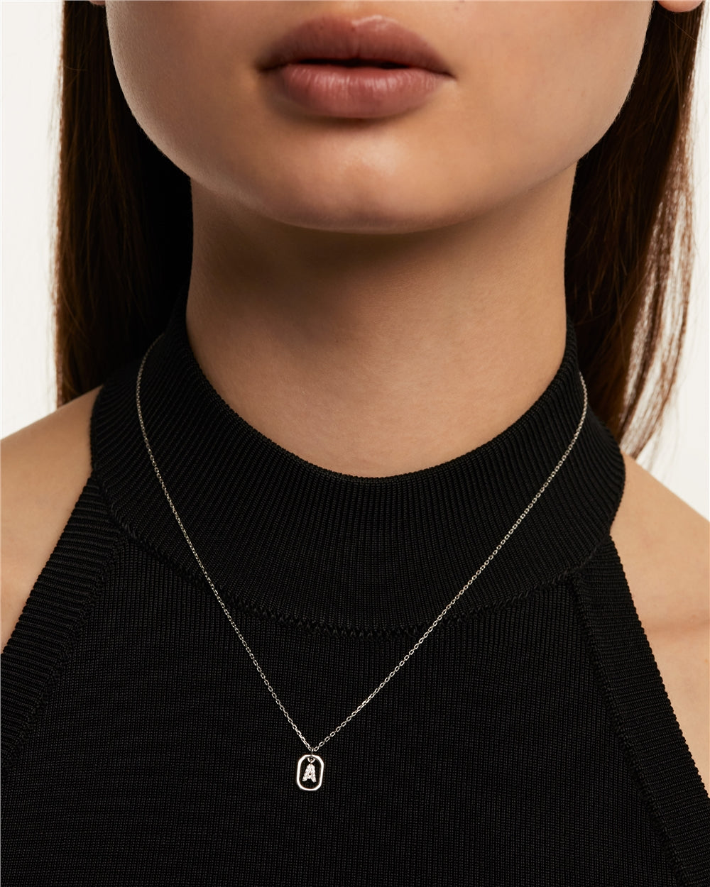 PDPAOLA Silver R Mini Letter Necklace