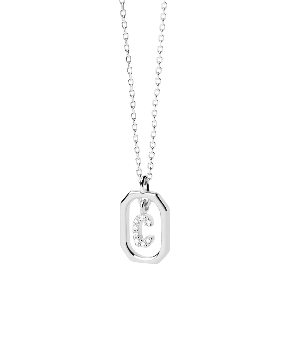 PDPAOLA Silver R Mini Letter Necklace