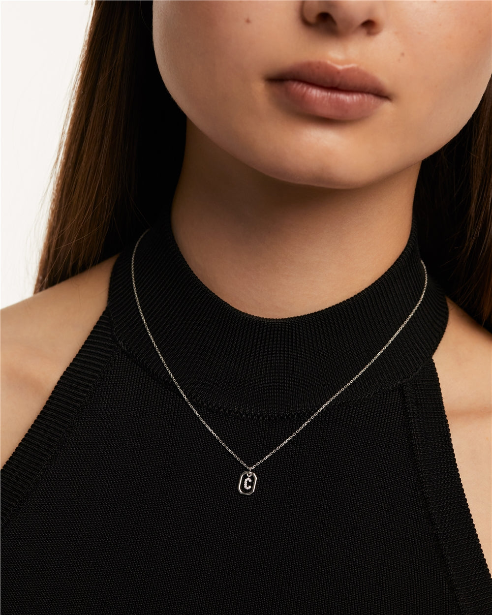 PDPAOLA Silver R Mini Letter Necklace