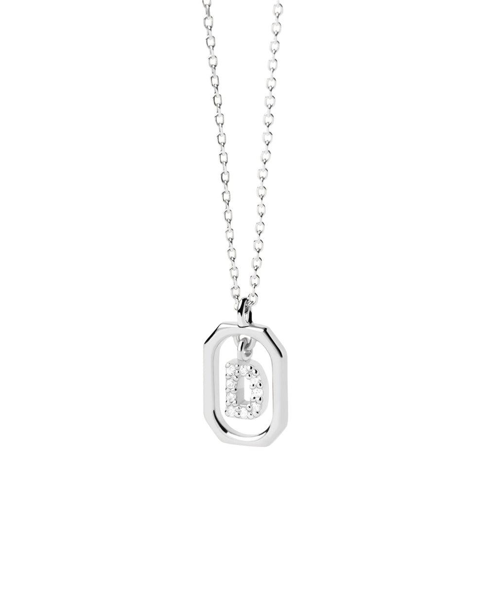 PDPAOLA Silver R Mini Letter Necklace