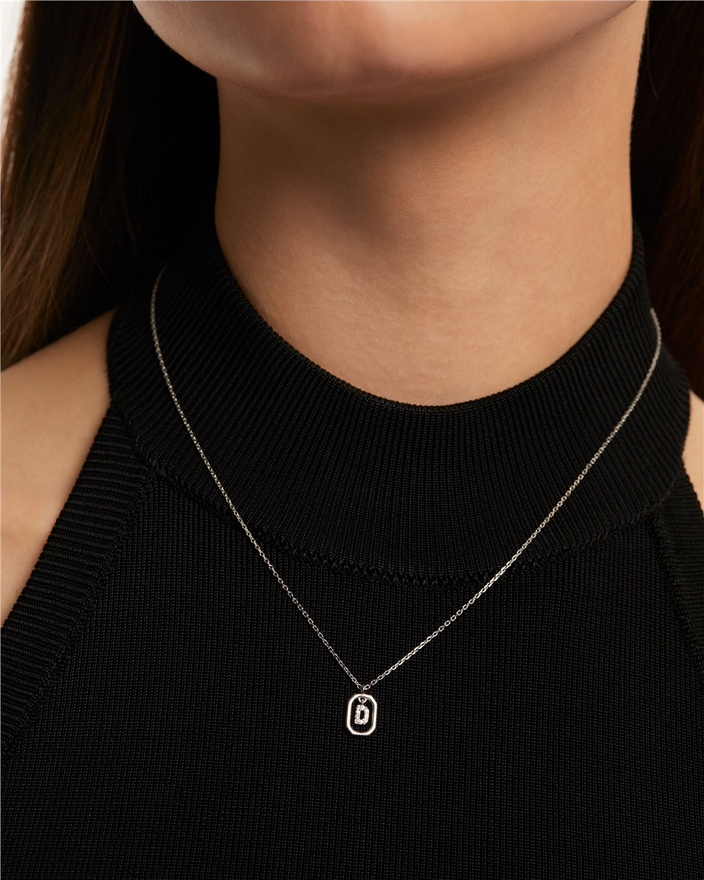 PDPAOLA Silver R Mini Letter Necklace