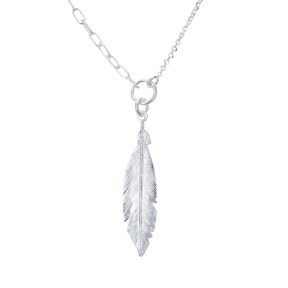 Argento Recycled Silver Feather Necklace