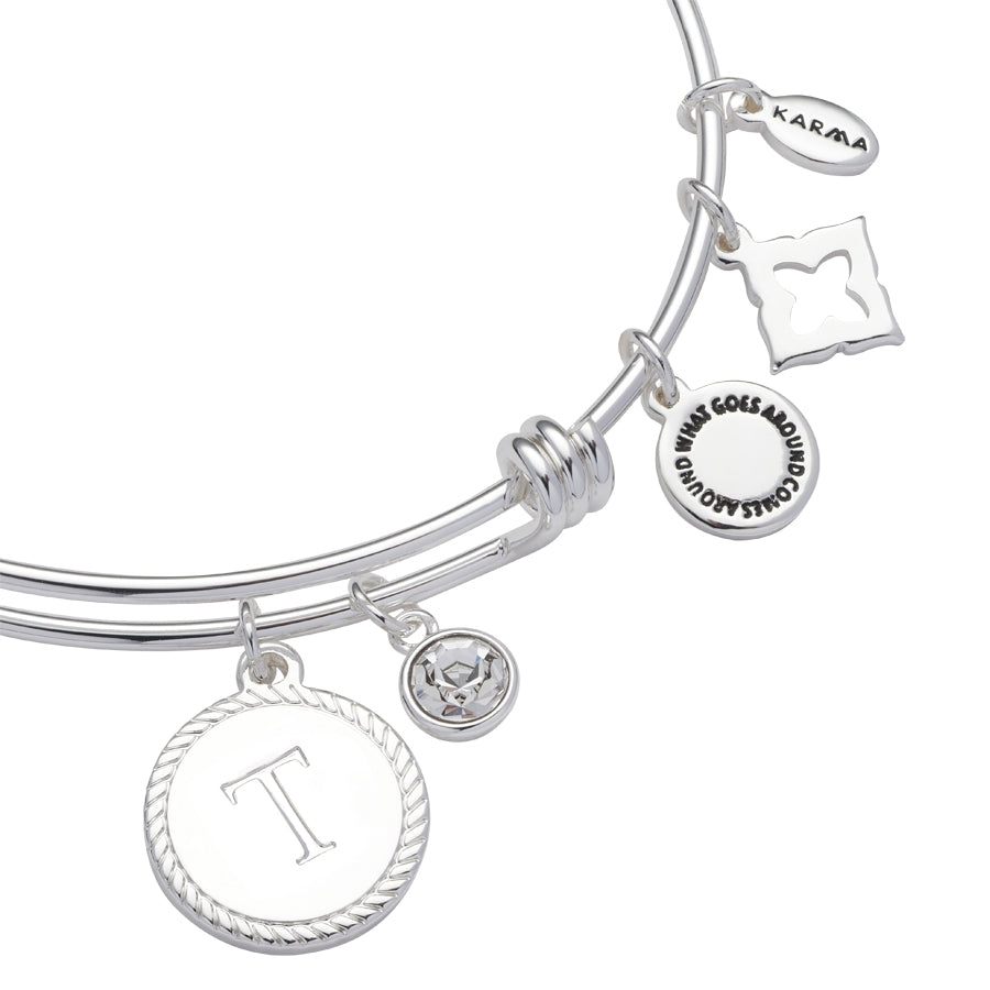 Karma Silver Letter Coin Bangle