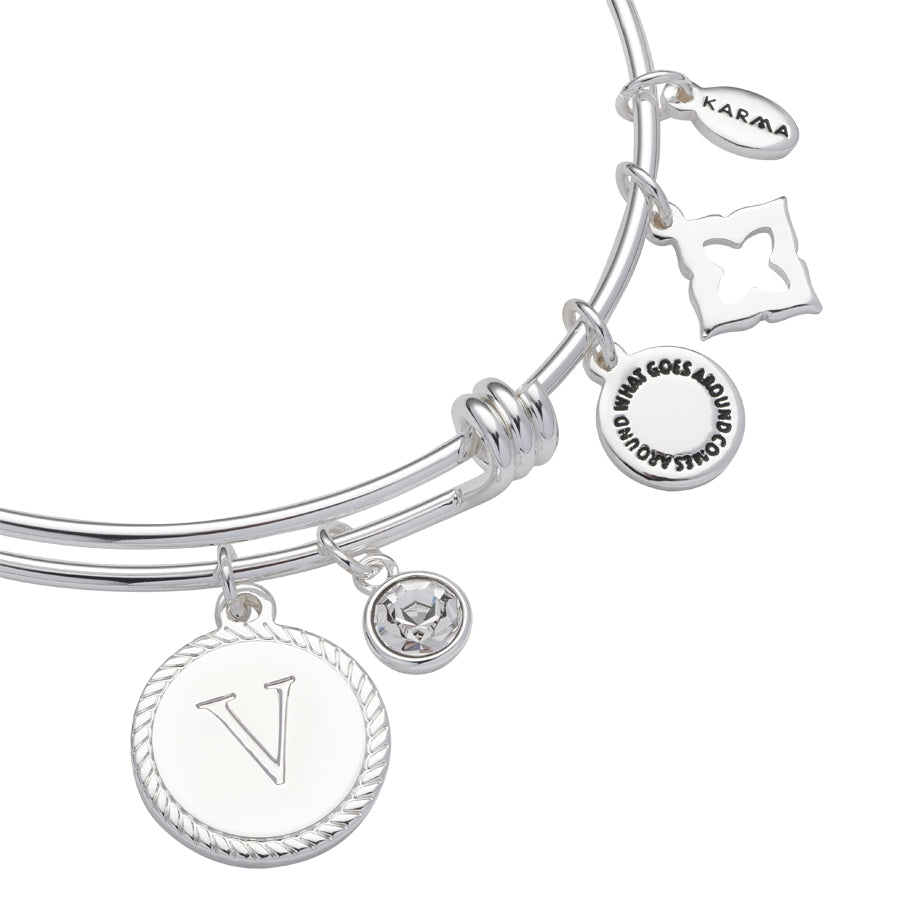 Karma Silver Letter Coin Bangle