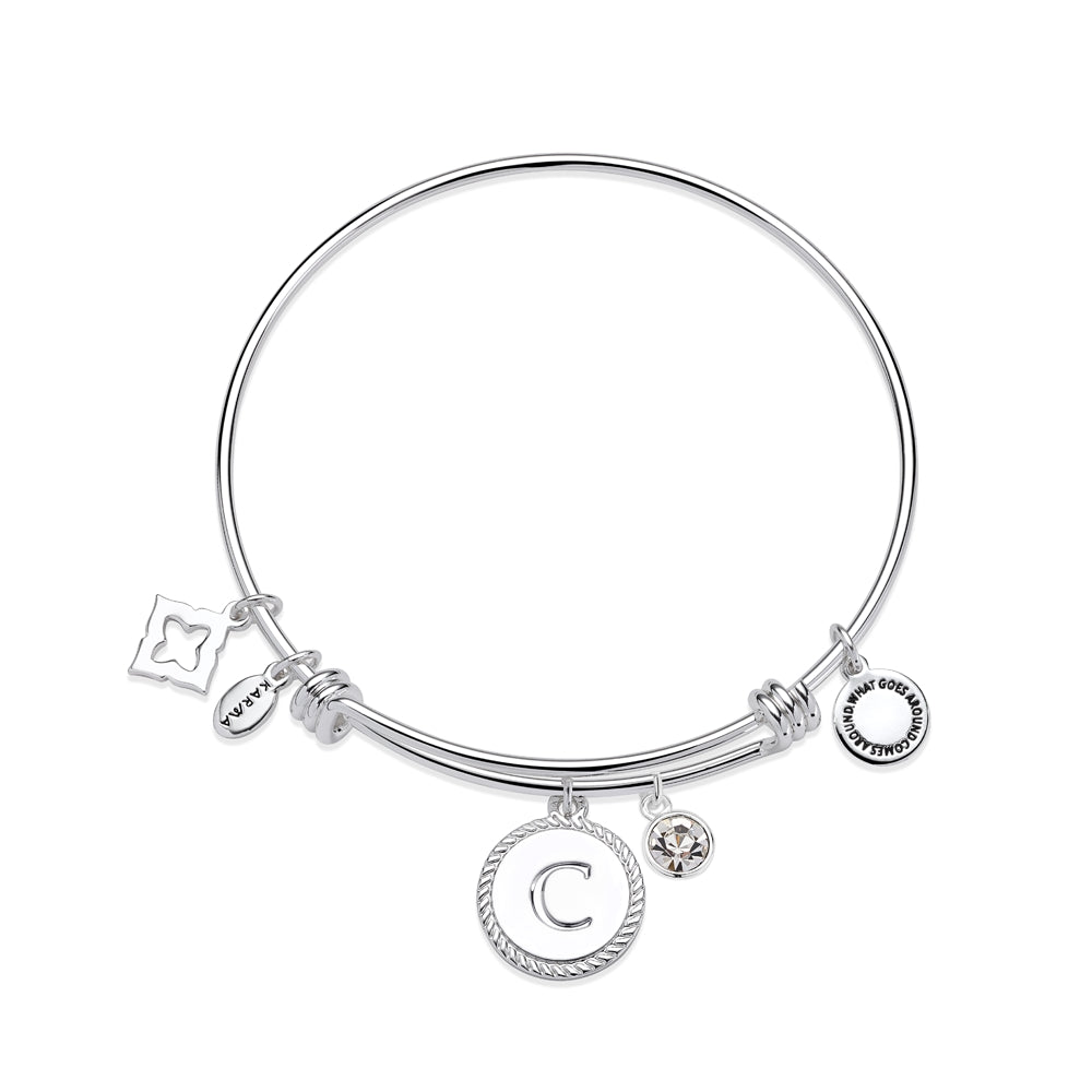 Karma Silver Letter Coin Bangle