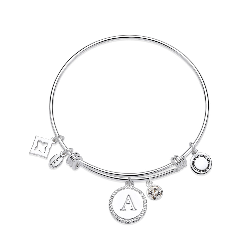 Karma Silver Letter Coin Bangle