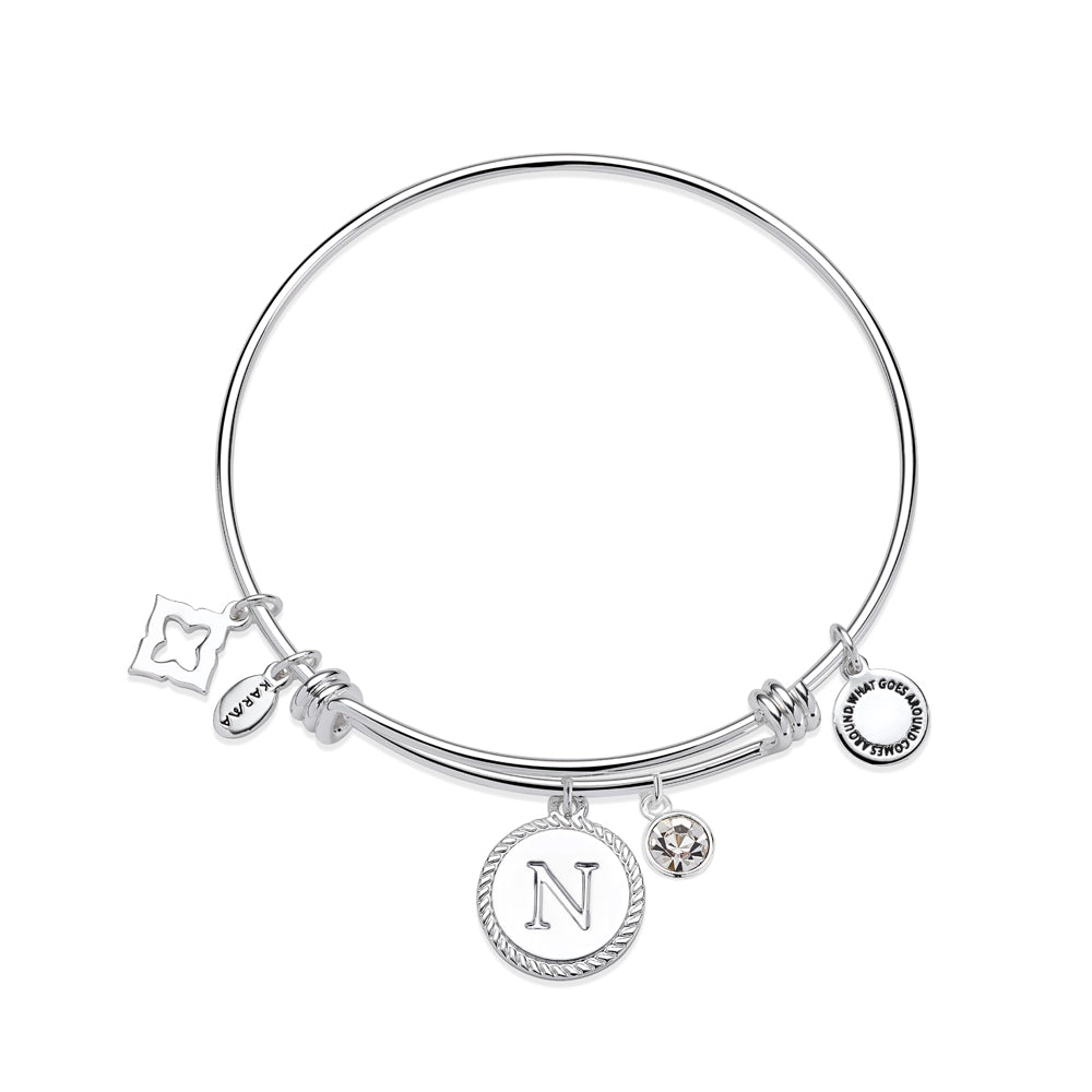 Karma Silver Letter Coin Bangle