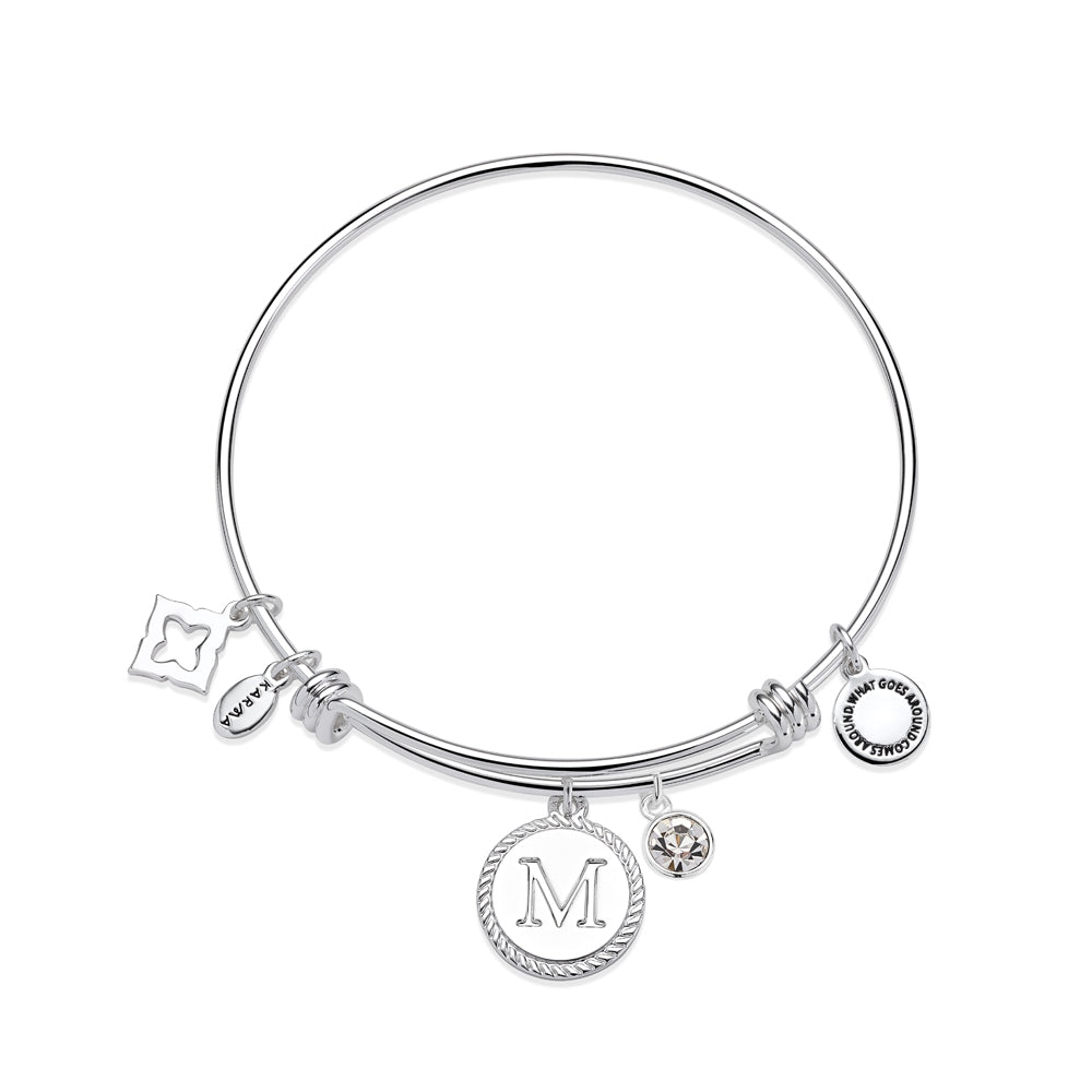 Karma Silver Letter Coin Bangle