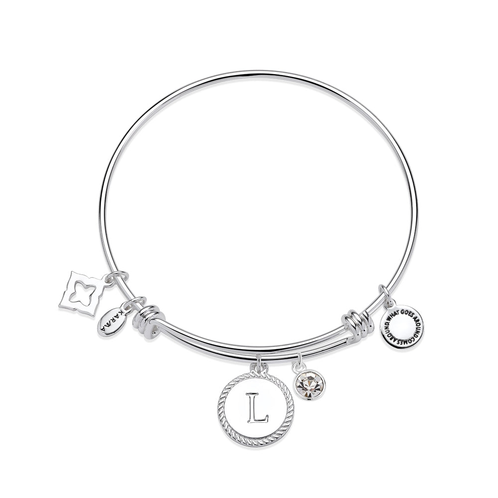 Karma Silver Letter Coin Bangle