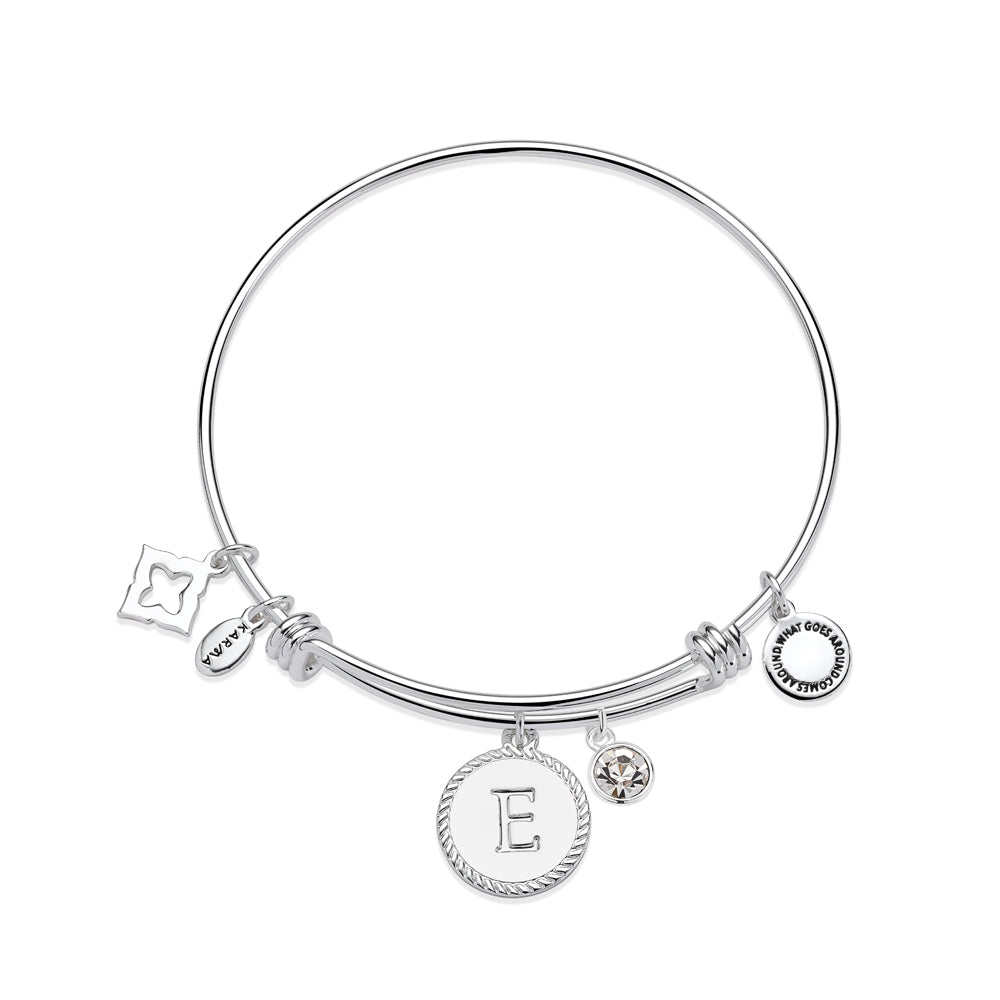 Karma Silver Letter Coin Bangle