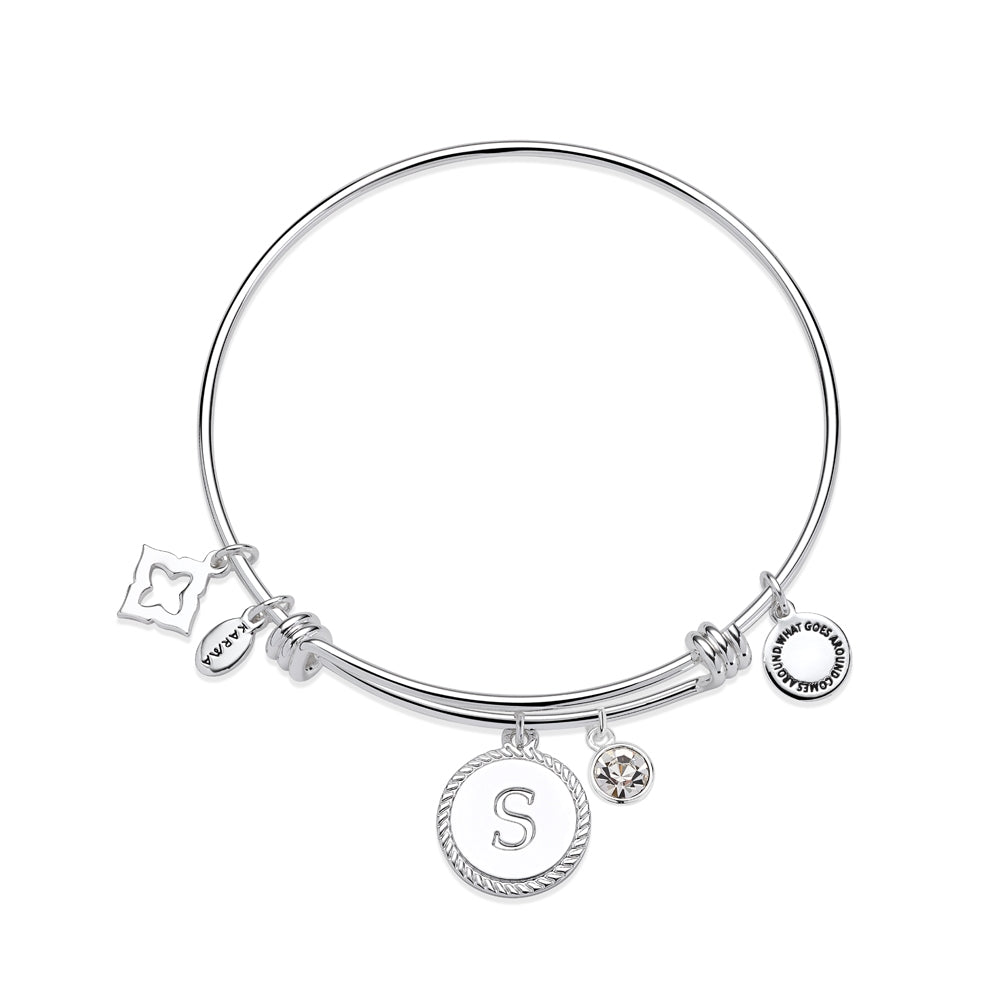 Karma Silver Letter Coin Bangle