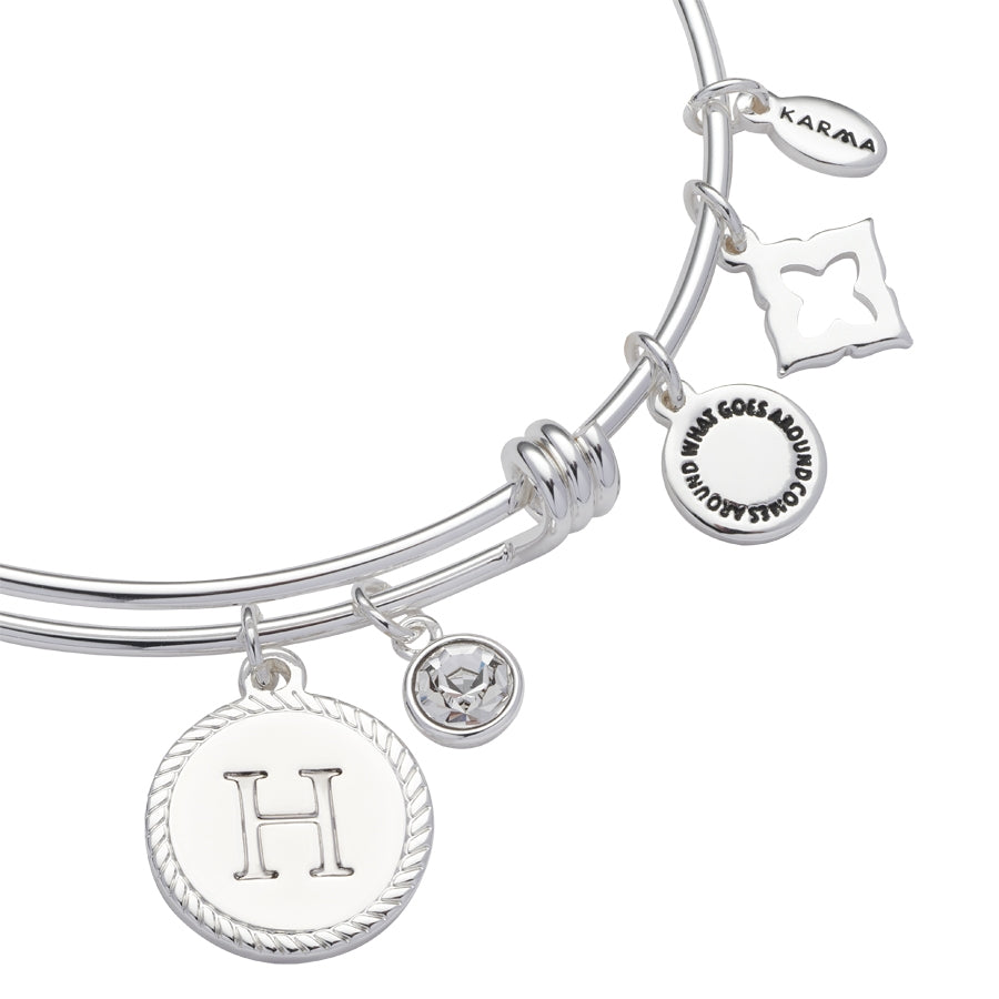 Karma Silver Letter Coin Bangle