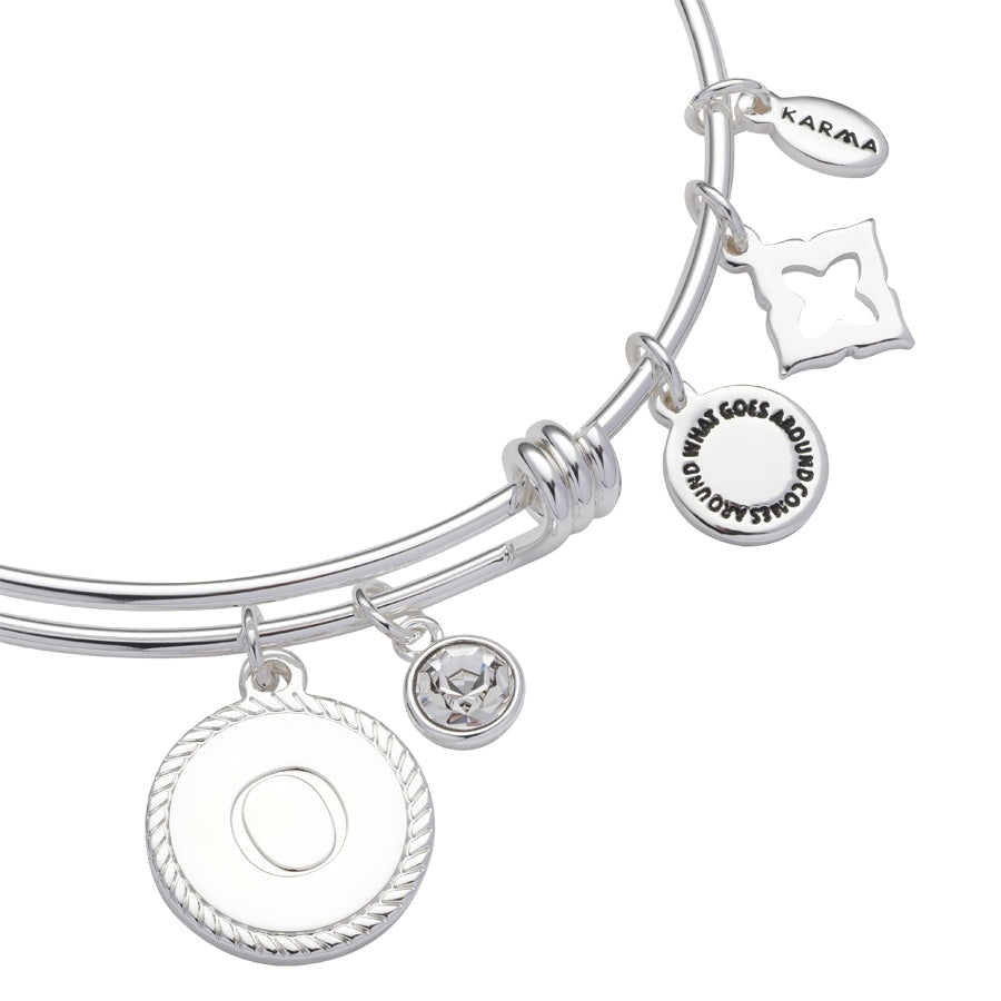 Karma Silver Letter Coin Bangle