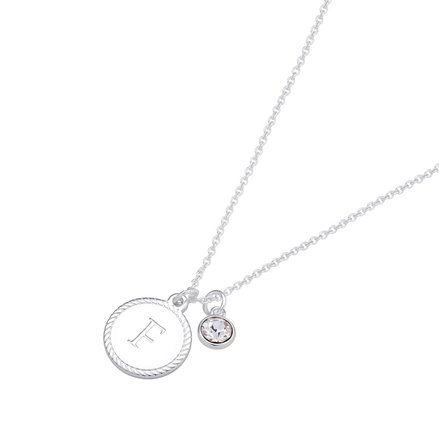 Karma Silver Letter Coin Necklace
