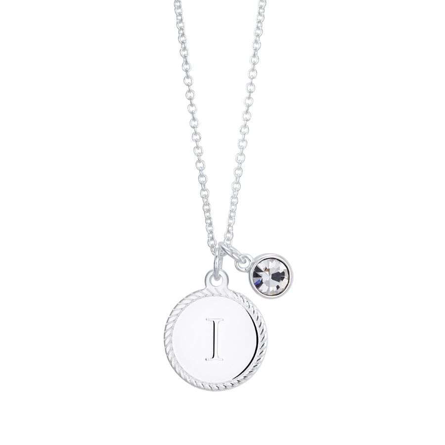 Karma Silver Letter Coin Necklace